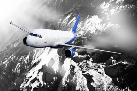 Plane in the sky flight travel transport airplane