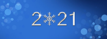 Happy New Year 2021 holiday Silver text design