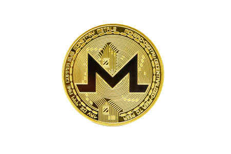 Monero Cryptocurrency, gold coin future coin isolated backgroundの写真素材