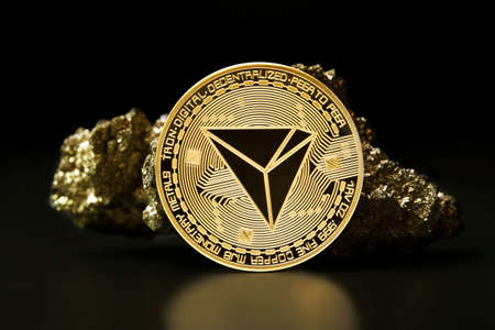 Tron Cryptocurrency in hours, Mining golden coin, Stone hours mine, future moneyの写真素材