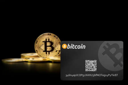 Bitcoin credit card, golden coinsの写真素材