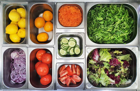 ingredients for mixed salad Topping Fridge, vegetarian backgroundの写真素材