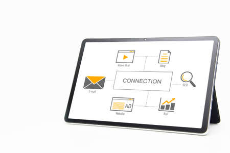 Connection, Social Media Advertisement Concept on screenの写真素材