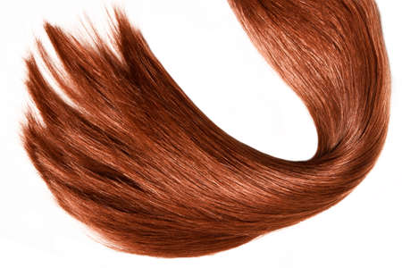 Brown red hair natural, isolated on white background, beautyの写真素材
