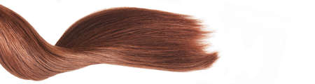 Brown red hair natural banner panorama, isolated on white background, beautyの写真素材