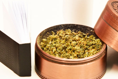 Grinder with cannabis, Marijuana, the paper