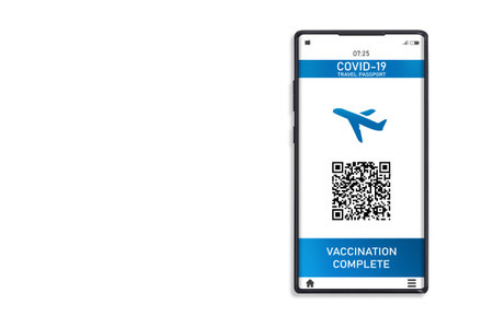 Smartphone display on app mobile vaccinated COVID-19 or coronavirus certificate, immunity vaccine...