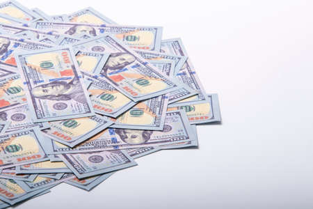 100 Dollars banknotes Benjamin Franklin, money finance Isolatedの写真素材