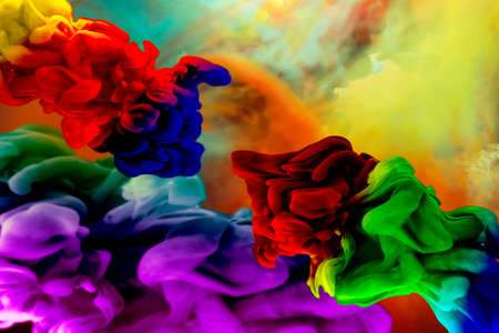Colorful ink in water. Ink swirling in water. Abstract backgroundの写真素材
