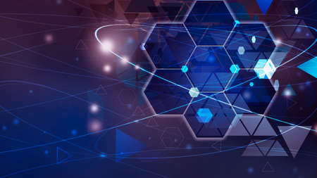 Abstract technology background with hexagons and digital data connection. Vector illustrationの写真素材