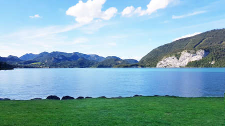 Water flowing through the mountains, beautiful nature backgroundの写真素材