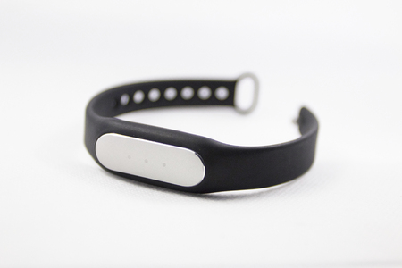 a monitoring bracelet black fitness isolated with white backgroundの写真素材