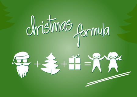 christmas greeting card, flat design, christmas formulaのイラスト素材