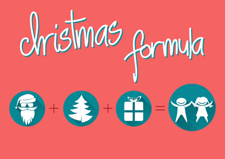 christmas greeting card, flat design, christmas formulaのイラスト素材