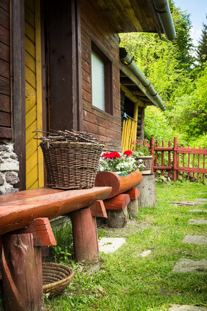 Rural house on old miners village in middle Europe, Spania Dolina, Slovakiaの写真素材