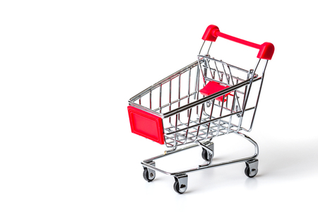 chrome shopping cart on a white backgroundの写真素材