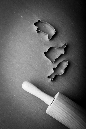 traditional decorative cookie cutters from shiny steel with different shapesの写真素材