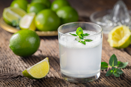 Fresh drink made from fresh green limes.の写真素材