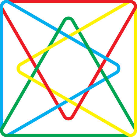 Red, yellow, green, blue pappar clips reunitedのイラスト素材