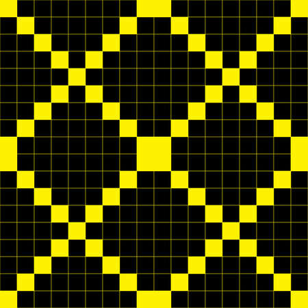 Yellow X game on black tile backgroundのイラスト素材