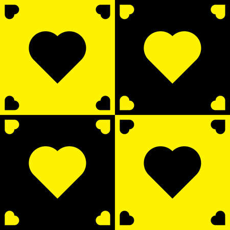 Yellow and black hearts on black and yellow backgroundのイラスト素材