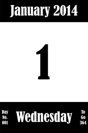 01 January 2014 Calendar Page with number of the day and days to goのイラスト素材