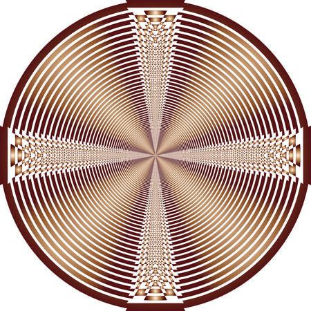Abstract descending circles intersecting triangles copper backgroundのイラスト素材