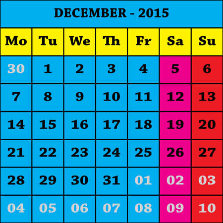 2015 December Calendar ISO 8601のイラスト素材