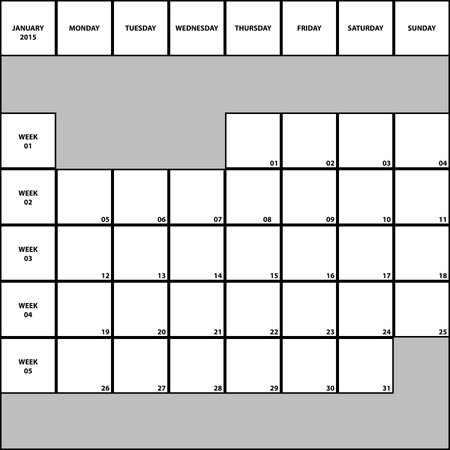 January 2015 Planner with week numbers BIGのイラスト素材