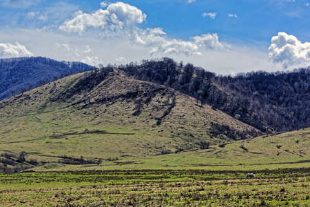 Tocile, country hill landscape from Sadu, Sibiu county, Romaniaの写真素材