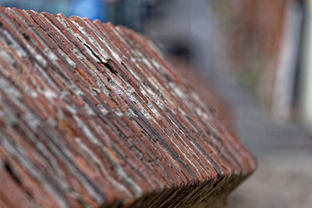 Ridge wall on back dog street Sibiu Romaniaの写真素材