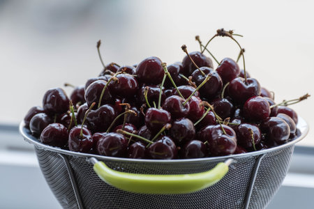 washed cherries in a dryer