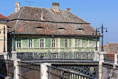 Old Town Sibiu Romania Liars Bridge medieval architecture Tourist Attractionのeditorial素材