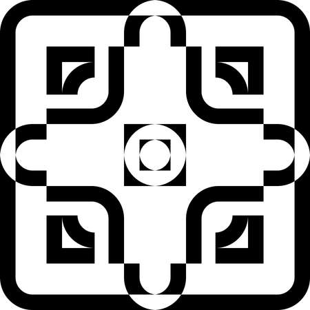 Abstract Fence element rounded square alternate black on transparent backgroundのイラスト素材