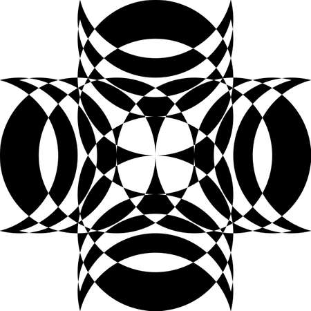 Abstract Arabesque Cross Lenses Intersection Design black on transparent backgroundのイラスト素材
