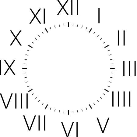 clock dial black rectangle signs with rounded corners roman vertical numbers on transparent backgroundのイラスト素材