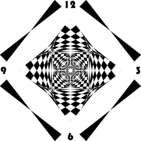 clock dial black diamond signs muptiple perspective vertical numbers on transparent background graphic designのイラスト素材