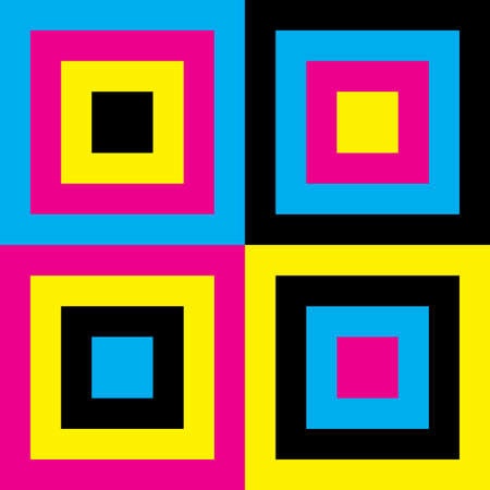 Cyan Magenta Yellow Black alternate squars color pallete concentrycal designer illustrator backgroundのイラスト素材