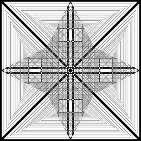 Square plaid imperial like triangle game  illusion arabesque satelite  inspired strukture abstract cut art deco illustration on transparent backgroundのイラスト素材