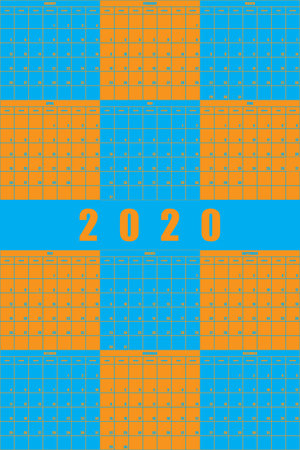 2020 Annual Planner Calendar big impact editable space blue orange game  background