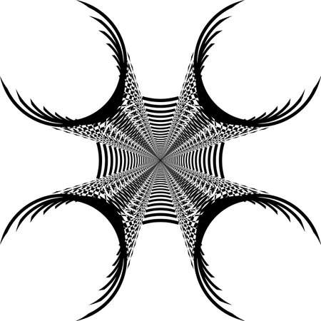 Abstract Arabesque inside tower like circle game structure illusion Perspective Design black on transparent seamless plaid backgroundのイラスト素材