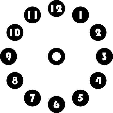 clock dial enormous transparent numbers in circle hourly on black circle on transparent backgroundのイラスト素材