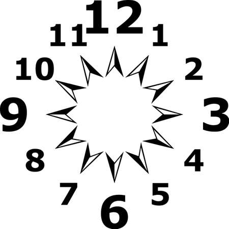 clock dial big to gigantesque  black numbers for the hours on transparent backgroundのイラスト素材