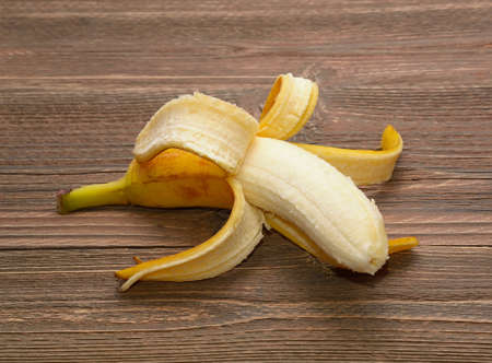 Banana on wooden backgroundの写真素材
