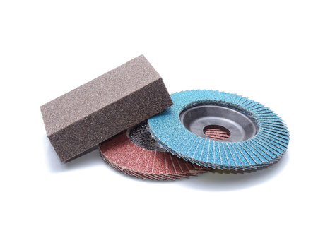 Abrasive wheels isolated on white backgroundの写真素材