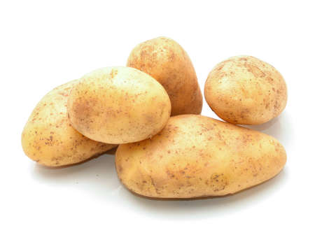 Potatoes isolated on white backgroundの写真素材