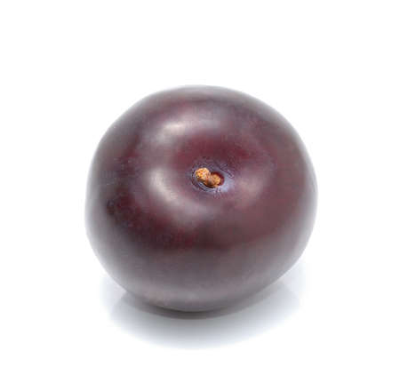 black plum isolated on white backgroundの写真素材