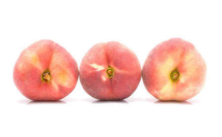 donut peaches isolated on white backgroundの写真素材
