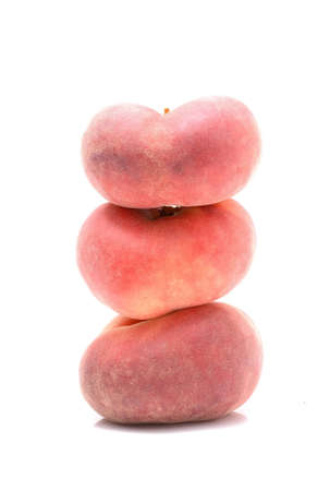 donut peaches isolated on white backgroundの写真素材