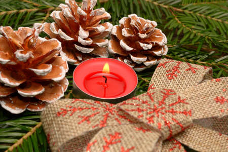 Christmas Decoration Over Wooden Background の写真素材